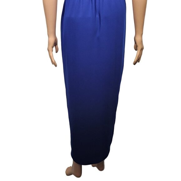 AMANDA UPRICHARD NY Women's Royal Blue Faux Wrap Short Sleeve Midi Dress Size M - Picture 9 of 11